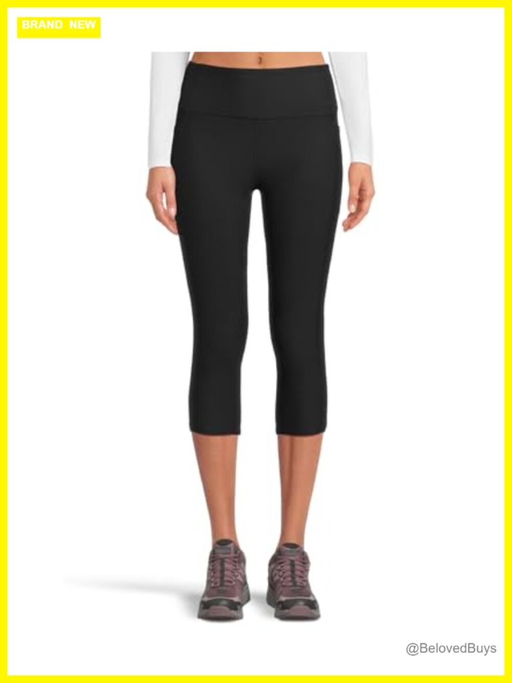 High Waisted Ribbed Capri Leggings with Pockets UPF 40+ Active